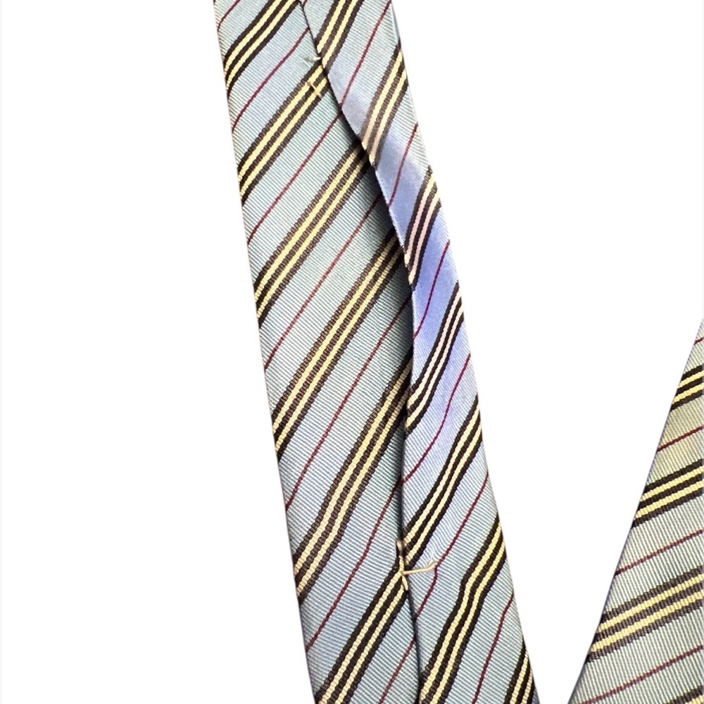 BURBERRY LONDON Made in England Striped Silk Power Tie Blue White +read - Picture 8 of 11